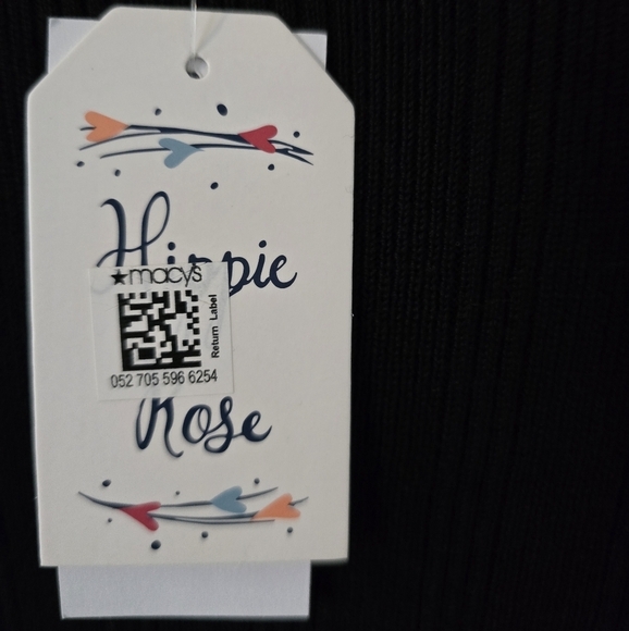 $44 Hippie Rose Sweater Dress Women Sz L Black Long Bell Sleeve Short Front Slit - Picture 9 of 12